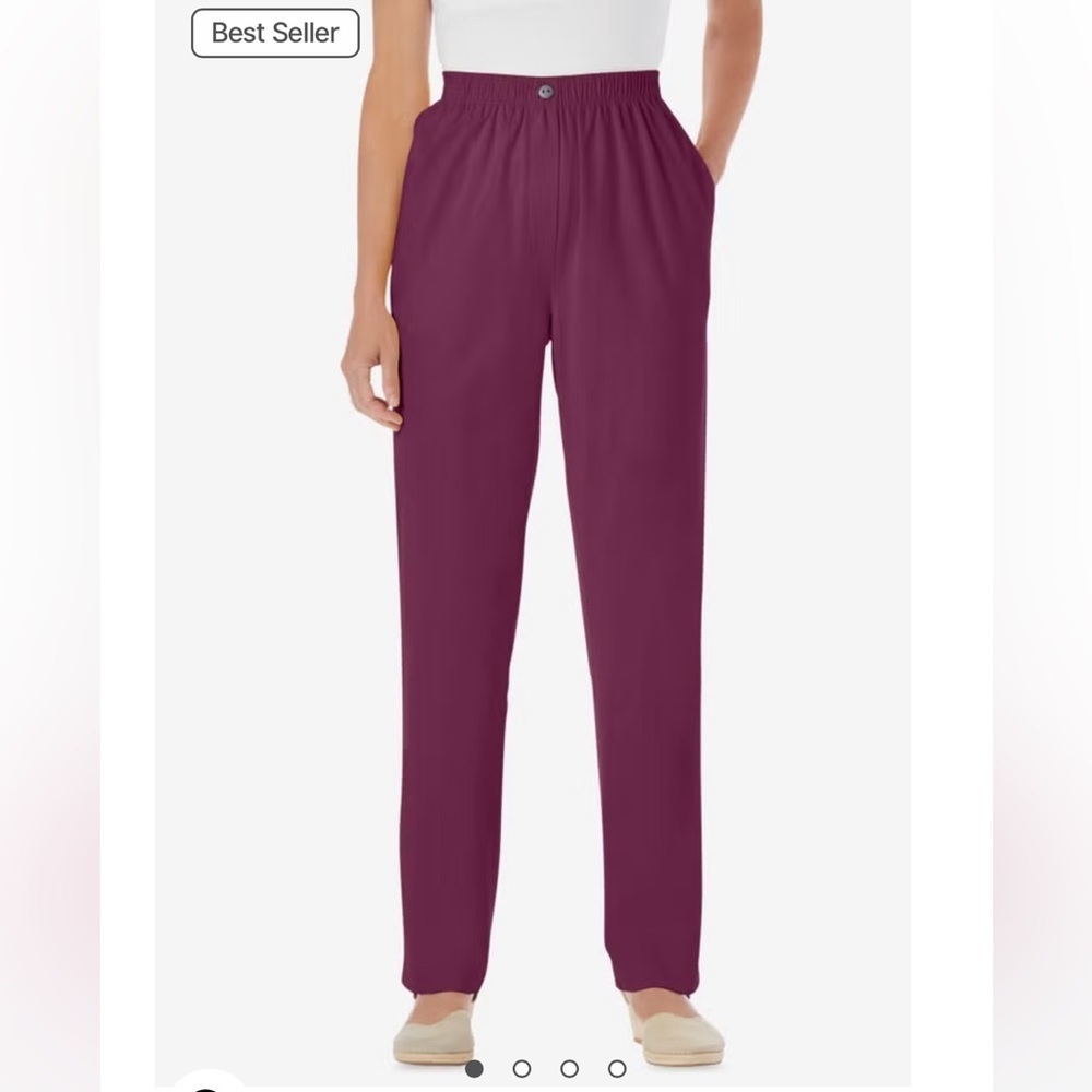 Woman Within Pull-On Elastic Waist Jeans 28W Petite NWT Plum